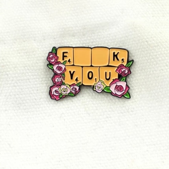 1 LEFT‼️ Funny Rude Large Scrabble Enamel Pin F*CK YOU - Picture 6 of 10